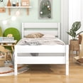 thumbnail image 2 of uhomepro Platform Bed Frame with Headboard and Footboard, Modern Pine Wood Twin Bed Frame Bedroom Furniture with Wood Slats Support, No Box Spring Needed, White, 2 of 12