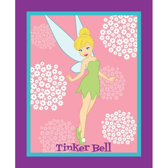 Disney Tinkerbell And Flowers Panel 61919 Springs Creative 100% Cotton Fabric By The Panel 35" x 43"
