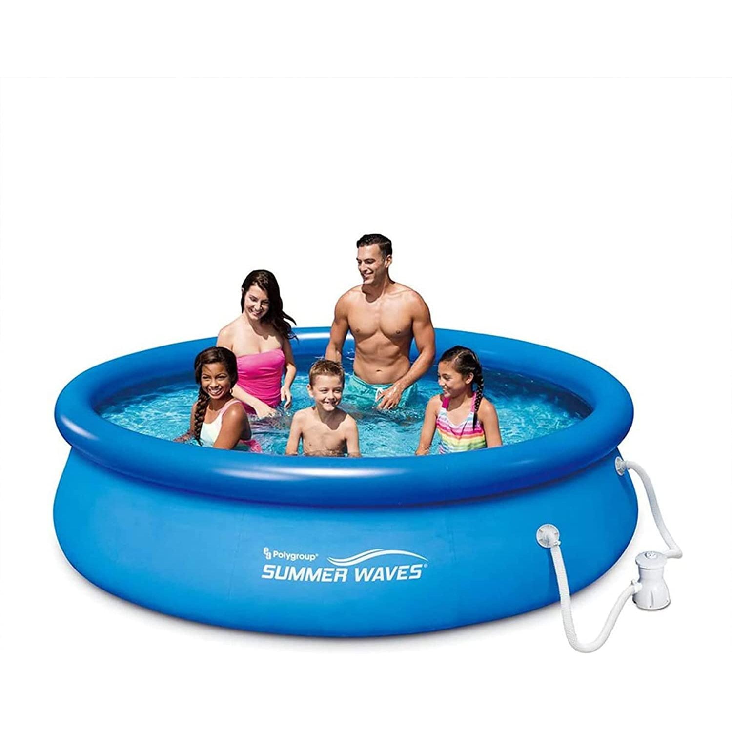 Blue Swimming Summer P1001030A Filter GFCI with Waves Outdoor Inflatable 10ft Set Ground Outdoor RX300 Quick x Pool System, 2.5ft Ring Above Pump
