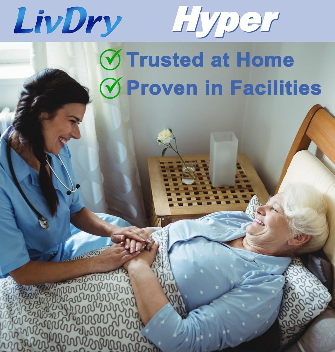 LivDry High Absorbency Pad Insert for Incontinence Briefs and Adult Diapers, Women and Men (Hyper 1600, 30-Pack)