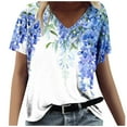 thumbnail image 2 of CLOISE Summer Blouses for Women Under $10.00 Short Sleeve Tee Loose Casual Shirts Fashion Elegant Breathable V Neck Tops Print Comfortable Tunic T Shirts Light Blue XL, 2 of 4
