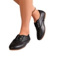 thumbnail image 5 of IEMIEMIEM Women's Faux Leather Oxford Flats Slip On No Laces Round Toe Casual Loafers Retro Soft Flat Walking Dress Shoes Black 8 Wide, 5 of 6