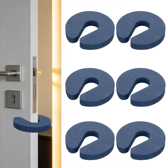6Pack Door Pinch Guard, Soft Foam Door Slam Stopper Prevents Finger Pinch Hurt, Slamming Doors, Keep from Getting Locked in Room, Navy Blue