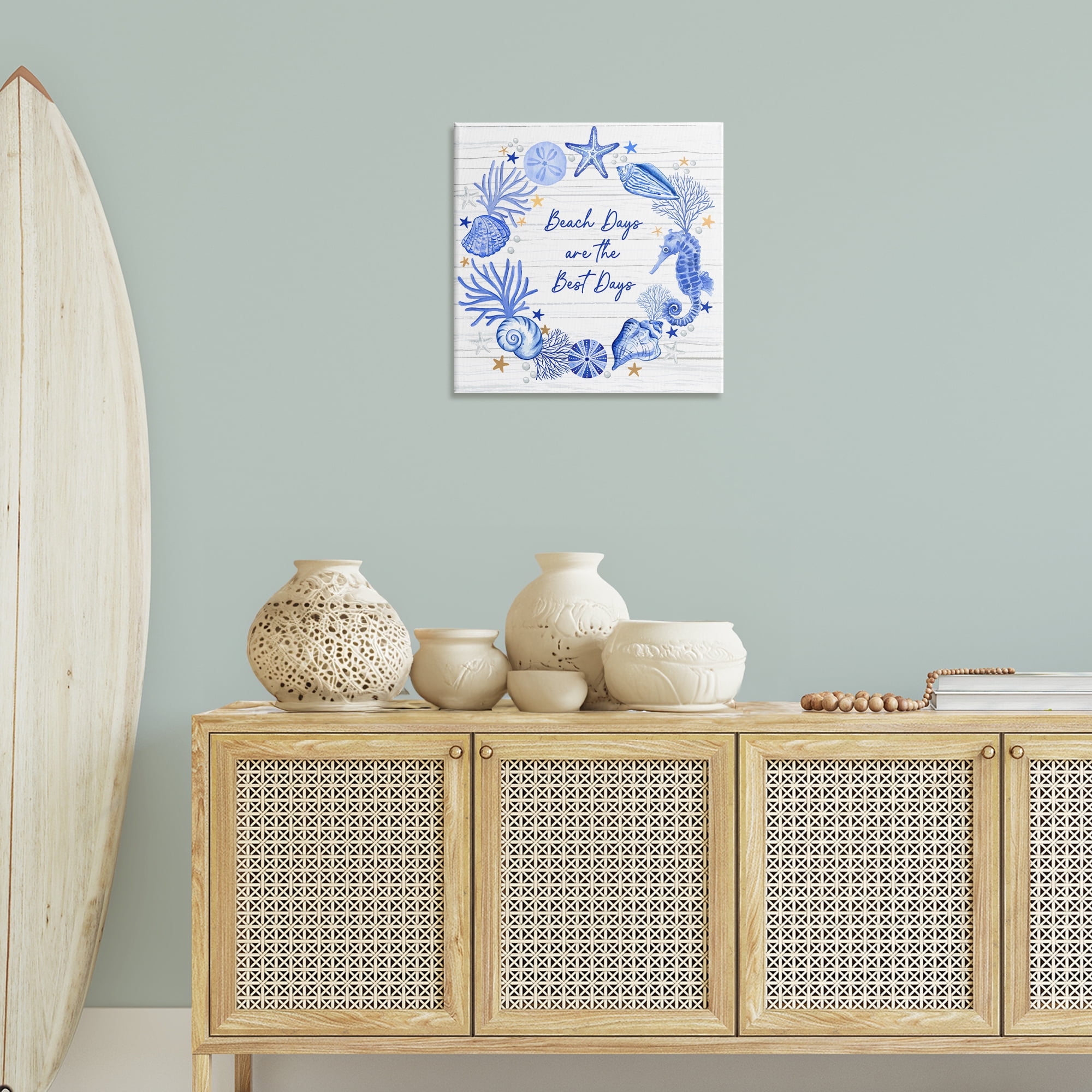 Stupell Industries Beach Days Best Wreath Nautical & Beach Painting Wrapped Canvas Art Print Wall Art, 24 x 24