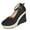 Black, variant on Womens Denim Wedge Closed Toe Sandals Thick Bottom Slip on High Heels Roman Sandals with Ankle Buckle Black 7(39)