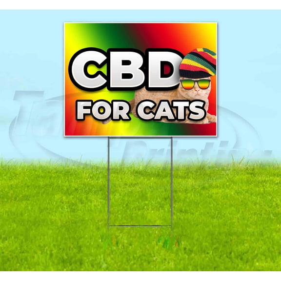 Cbd For Cats (18" x 24") Yard Sign, Includes Metal Step Stake