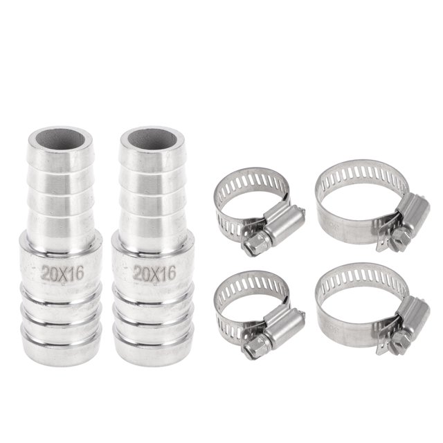 Accesorios de manguera Unique Bargains 25/32"x5/8" para aire, agua, aceite, gas, combustible, conector de reducción, mender barb de acero inoxidable, 1 juego con abrazaderas
