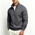 thumbnail image 2 of FENGYOU Mens Casual Quarter Zip Sweatshirt Fleece Lined Thick Pullover Stand Collar Long Sleeve Regular Fit Solid Top Dark Gray XL, 2 of 6