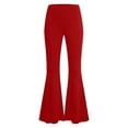 thumbnail image 6 of Women's Solid Color Flare Leggings with Pockets, High Waisted Yoga Pants, Stretchy Soft Bootcut Workout Leggings, Athletic Compression Pants for Women Red XL, 6 of 7