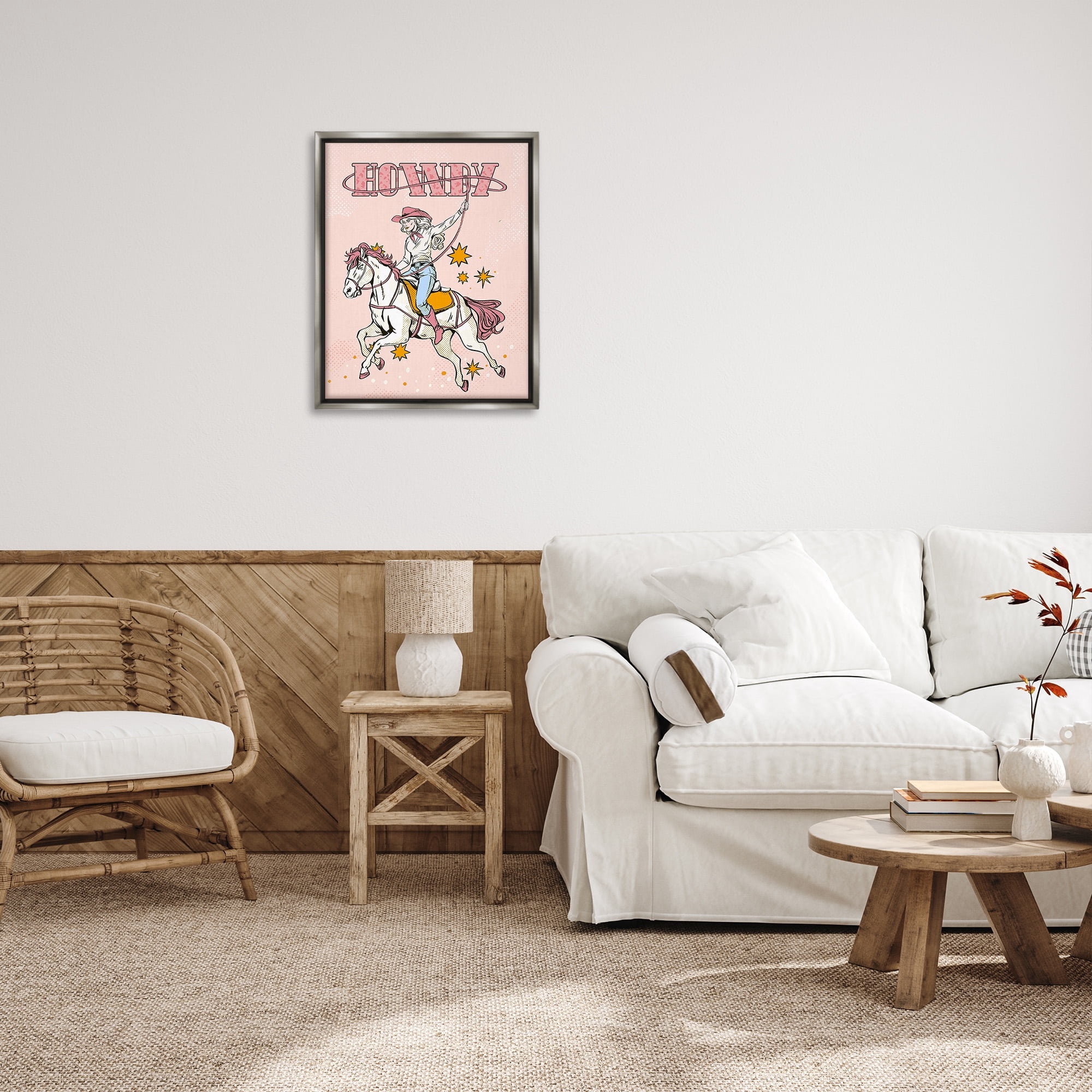 Stupell Industries Vintage Pastel Howdy Animals & Insects Painting Gray Floater Framed Canvas Art Print Wall Art, 25 x 31