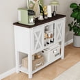 thumbnail image 6 of 46.5 In Sideboard Buffet Storage Cabinet, Farmhouse Wine Bar Cabinet with Wine Glass Rack & Sliding Barn Doors, Liquor Cabinet Bar Coffee Bar Cabinet for Home, Kitchen, Dining, Living Room, Gray, 6 of 7