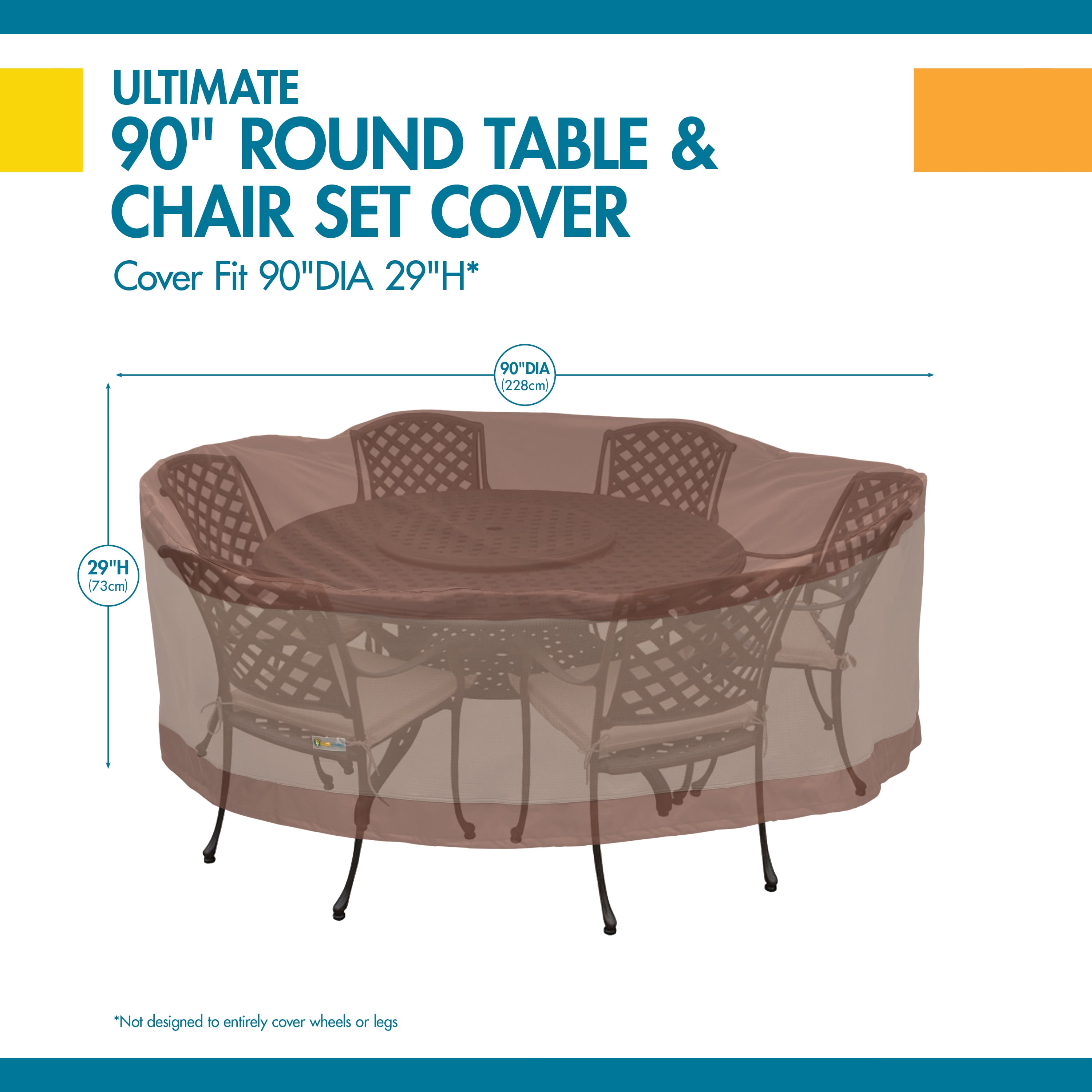 Duck Covers Ultimate Waterproof 108 Inch Round Patio Table & Chair Set Cover