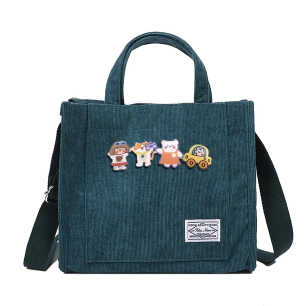 Bolso de hombro con cremallera de pana para mujer, bolso pequeño de lona de algodón, bolso de mano informal para mujer, bandolera ecológica, bolsos de mensajero Vintage Dengxun unisex