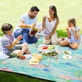 thumbnail image 4 of Flamingo on Green Picnic Blanket Waterproof Beach Blankets Sandproof Large Mat with Storage Bag Camping Grass Travel Hiking Park 78"x78", 4 of 6