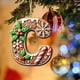 thumbnail image 4 of Uuiauoio 26 Gingerbread Alphabet Ornaments, Letters Christmas Ornament, 26 Initial Candy Cane Letter Pendant with Berries Pattern, Xmas Hanging Alphabet Letters for Christmas Tree Craft(C), 4 of 5