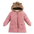 thumbnail image 2 of Ndbuld Toddlers,and Boys'Heavyweight Hooded Jacket Fashion Girls' Winter ChildrenThick Solid Color Cotton Clothes Hooded Mid To Long Length Cotton Clothes Winter Coat Cotton Clothes, 2 of 3