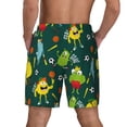 thumbnail image 2 of Lsque Mens Swim Trunks Sport Monster Pattern - Bathing Suit Compression Liner - Beach Swim Shorts Swimwear - (S-3XL) - Stretch Quick Dry -Large, 2 of 9