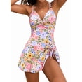 thumbnail image 2 of Maillot de Bain une-Pièce Style Robe à Bretelles Entrelacées à devant Torsadé pour Femme Couleur, 2 of 9