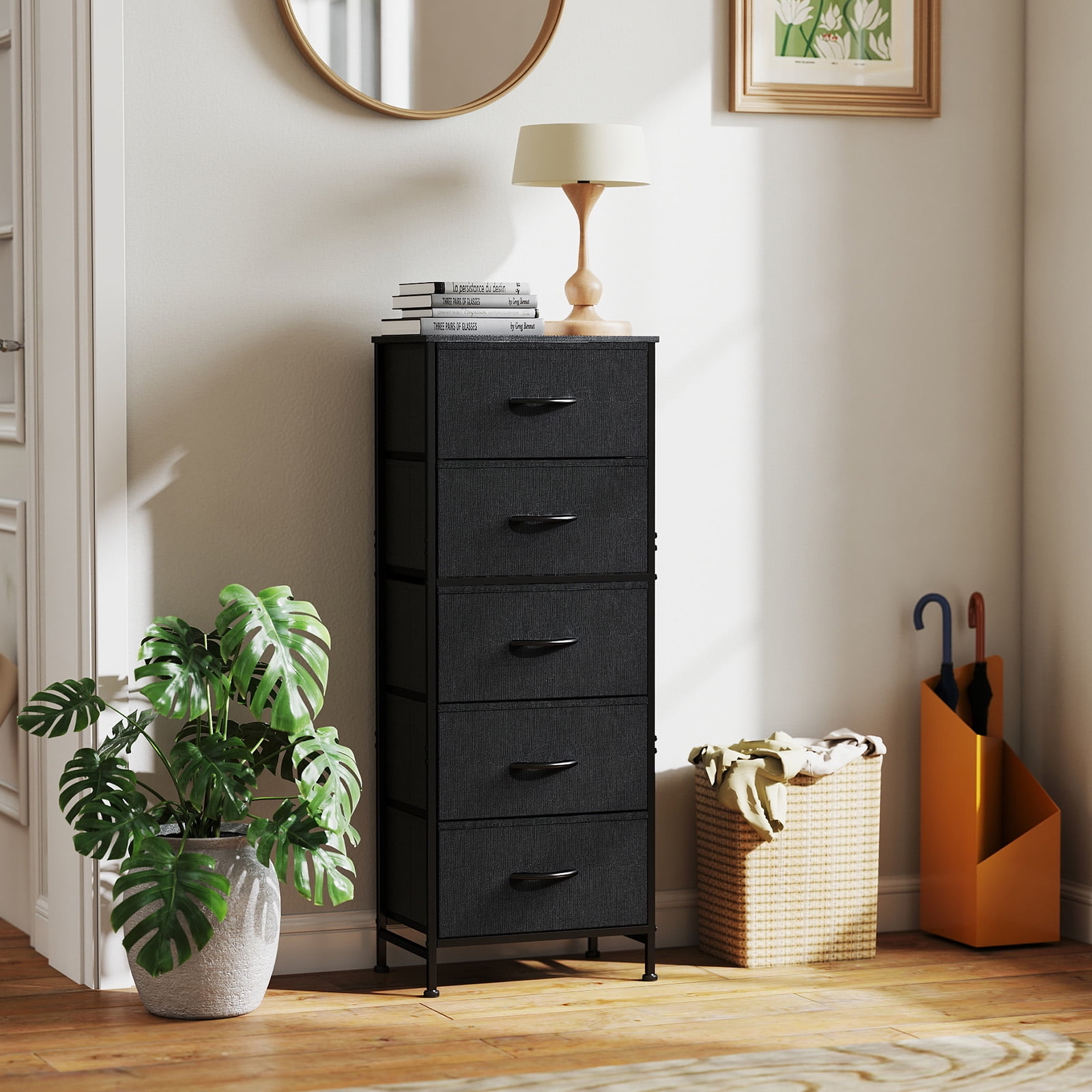 walmart mcq 5-drawer dresser MCQ Mobile 5-Drawer Wooden Cabinet with Wheels, Versatile Storage Dresser for Home Office, Closet, or Studio White