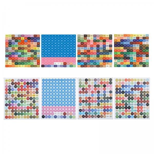 Calcomanías con números de color,Etiquetas autoadhesivas para almacenamiento de pintura de diamantes,447 calcomanías coloridas con pintura de diamantes de DMC,Pegatinas de hilo dental