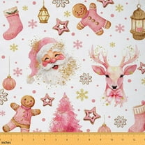 Castle Fairy Kids Santa Claus Fabric by the Yard 1 Yard,Animal Deer Home Decor Fabric by the Yard,Gingerbread Man Room Decor Fabric by the Yard,Luxury Bedroom Decor