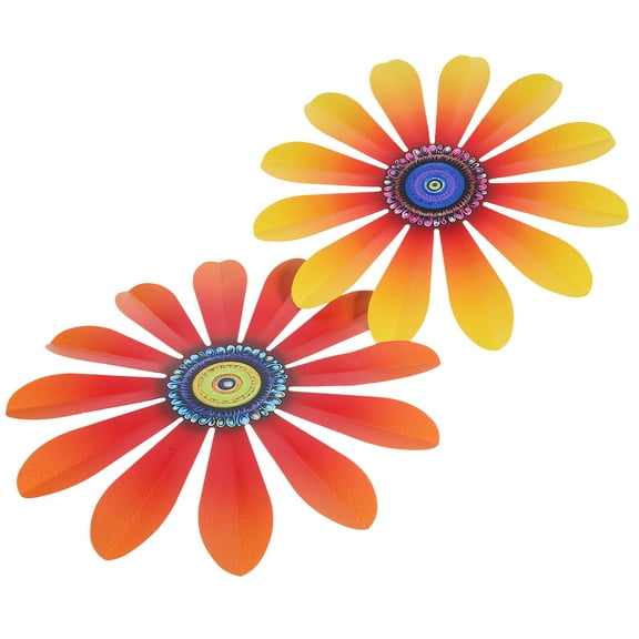 2 Pcs Iron Flower Wall Decoration Crafts Outdoor Metal Art Flowers Hanging Decors