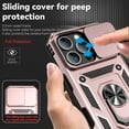 thumbnail image 5 of Compatible WIth iPhone 16e Phone Case,Magnetic Rotatable Ring Holder Kickstand,With Sliding Camera Cover,Heavy Duty Shockproof Protective Anti-fall Rugged Phone Case Cover,Rosegold, 5 of 7