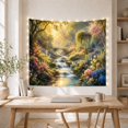 thumbnail image 5 of Garden Stream With Gazebo And Flowers, Peaceful Fantasy Style for Nature Lovers, Forest Wall Art, Housewarming Gift Tapestry Wall Hanging for Bedroom and Living Room, 5 of 7