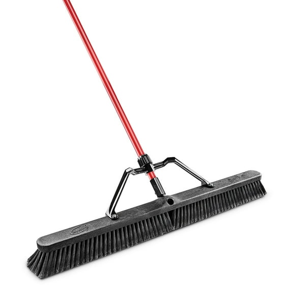 Libman Commercial 36" Smooth Surface Heavy-Duty Push Broom Black Bristles 3/Carton (850) 850003