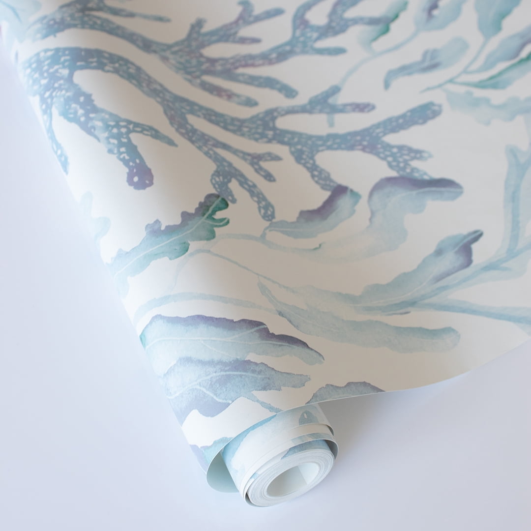 Tempaper Coral Reef Aqua Blue Peel and Stick Wallpaper, 20.5" x 16.5'