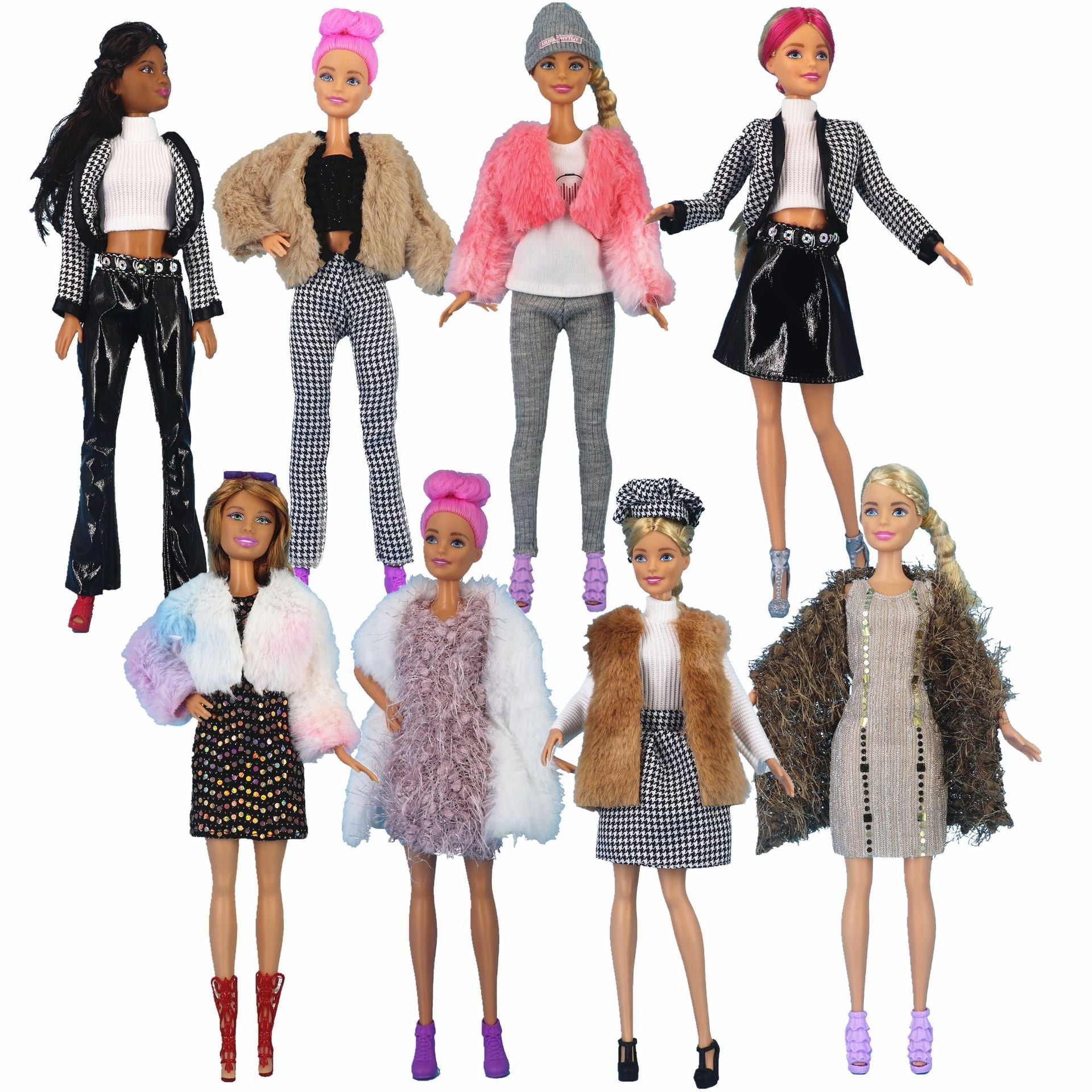 8 pieces of 30CM Barbie doll winter clothes