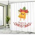 thumbnail image 5 of Ambesonne Christmas Shower Curtain, Cheering Happy Xmas Bell, 69"Wx84"L, Marigold Dark Coral and White, 5 of 5