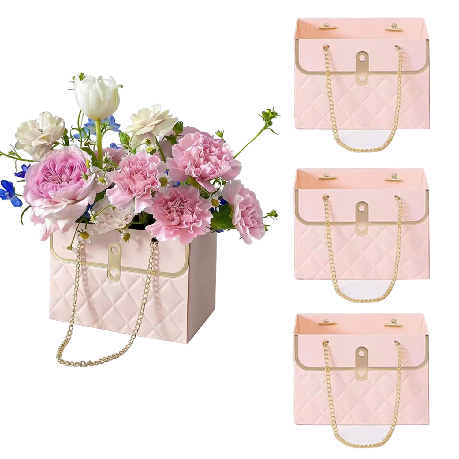 4pcs Double-Sided Kraft Paper Bag for Flowers Packaging