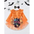 thumbnail image 6 of Miaouyo Infant Baby Girl Halloween Romper Dress 1 3 6 9 12 18 Months Long Sleeve O Neck Tulle Patchwork Romper with Headband, 6 of 9