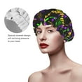 thumbnail image 4 of Kdxio Neon Mardi Gras Print Shower Cap for Women,Elastic and Reusable,Double Waterproof Layers Bathing Hat, 4 of 9