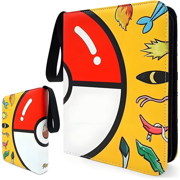 Trading Card Binder for TCG Cards, 4-Pocket Portable Card Collector Holder Book Fits 400 Cards with 50 Removable Sleeve, BKM Card Binder Display Storage Carrying Cases for TCG