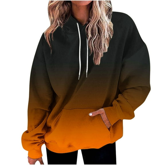Teissuly Women's Casual Fall And Winter Long-Sleeved Fashion Printed Hooded Tops Sweatshirt