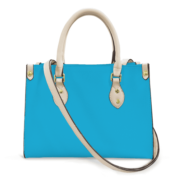 Purse Tote Bag for Women Leather Handbag, Satchel Shoulder Crossbody Top Handle Bags for Work Travel, Bright Cerulean, WHITE