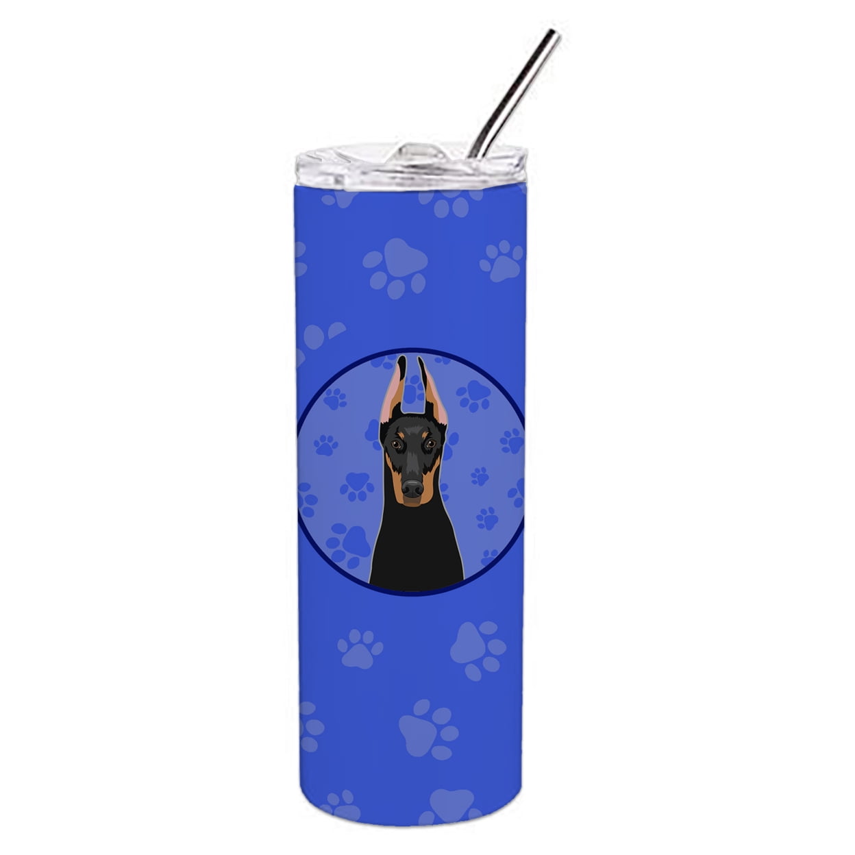 20oz Color Powder Coated Skinny Tumbler | Swing Design Siberian Husky Silver and White #2 Stainless Steel 20 oz Skinny Tumbler, Pink main image 1