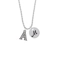 thumbnail image 2 of Delight Jewelry Black Nickeltone Crystal Initial - A - Beaded Border - Silvertone Script Initial Disc - M - Charm Necklace, 20"+3", 2 of 4