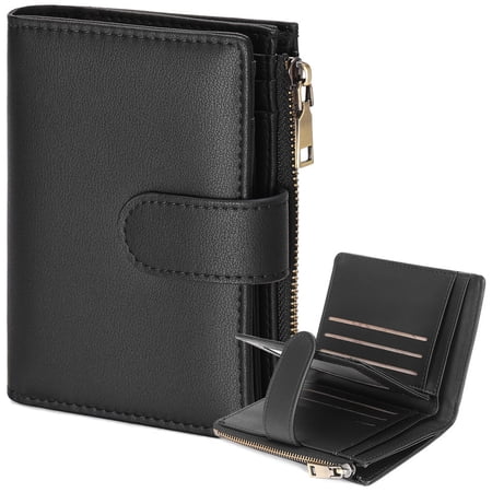 GAEKEAO Wallets for Women Small Vegan Leather RFID Blocking Bifold Zipper Pocket Wallet Card Case Purse with ID Window
