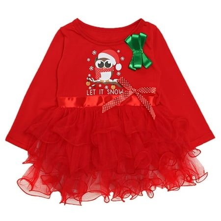 

Esho 1-6T Girls Christmas Layered Tutu Dresses Princess Little Girls Xmas Santa Claus Party Holiday Tulle Dress