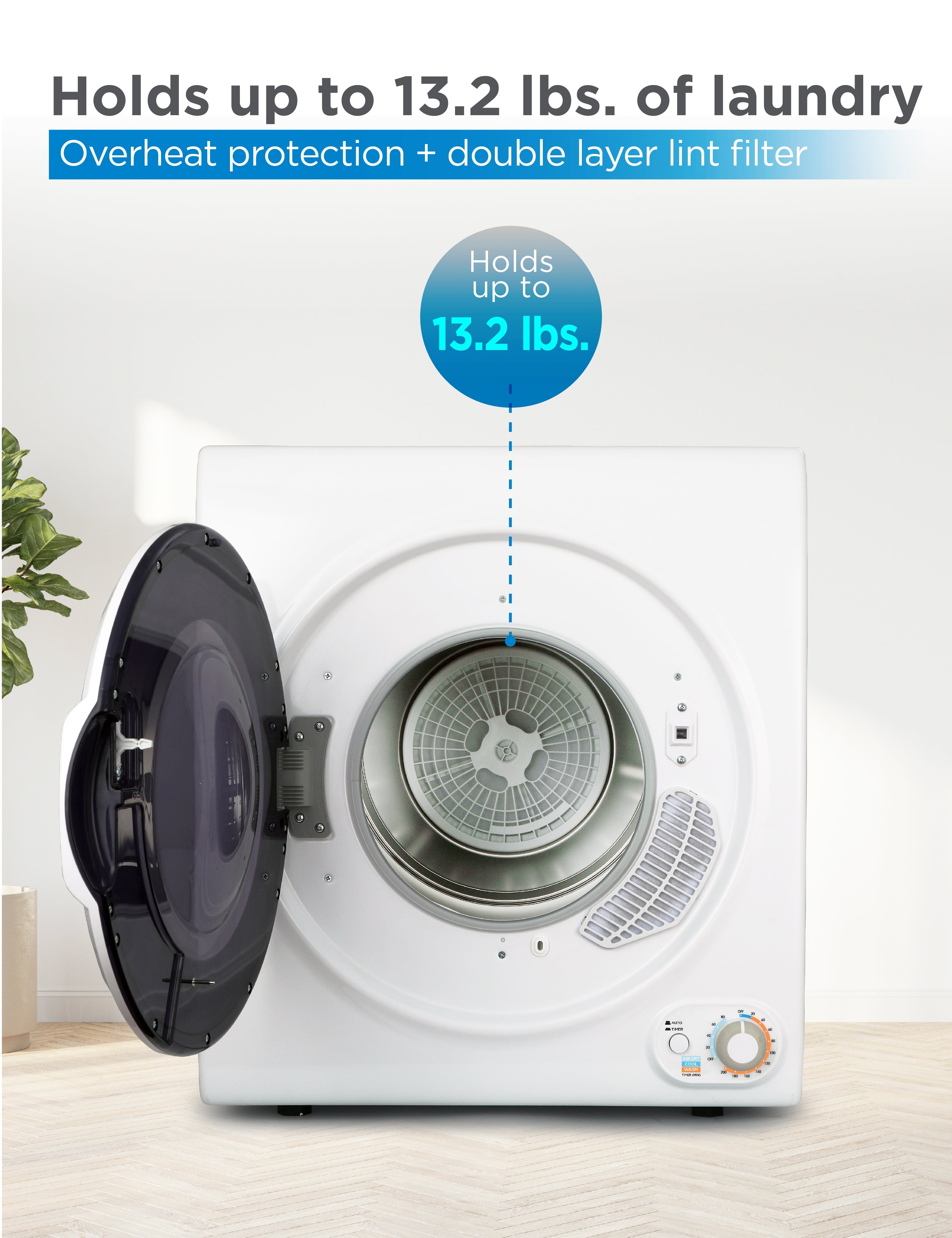 Commercial Care 3.5 Cubic Feet Electric Dryer 120V Front Loading Dryer Machine Holds Up To 13.2 lbs