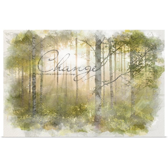 Great BIG Canvas | Rolled Kate Lillyson Poster Print entitled Watercolor Inspirational Poster: There is nothing permanent except change