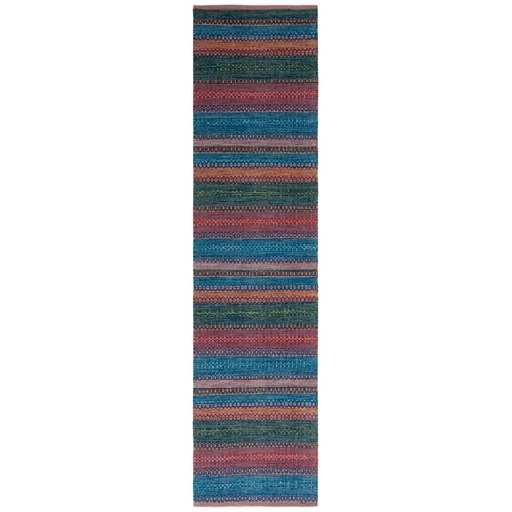 SAFAVIEH Kilim Leon Striped Cotton Runner Rug, Orange/Green, 2'3" x 9'