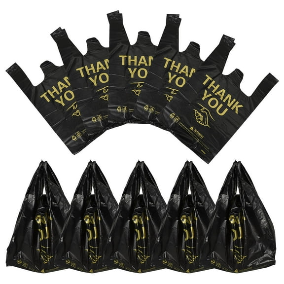 PAMINGONO PE Thank You Bags with Handles for Small Business and Storage Use Multi 50pcs