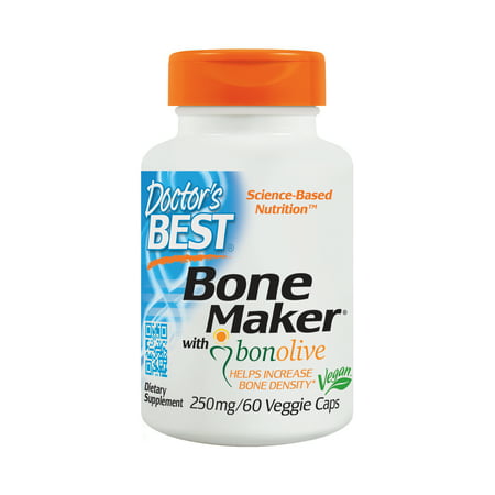 Doctor's Best Bone Maker with Bonolive, Non-GMO, Vegan, Gluten Free, Soy Free, Helps Increase Bone Density, 250 mg, 60 Veggie (Best Way To Increase Lung Capacity)