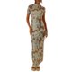 thumbnail image 2 of Txlixc Vestido de manga corta femenino elegante impresión de cuello redondo vestido de fiesta de verano Txlixc  moda, 2 of 9
