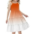 thumbnail image 2 of Nmnitkp Girls Dress Boho Gradient Girl Dresses Flutter Sleeve Tiered A Line Summer Dresses with Pockets Orange,11 Years, 2 of 7