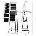thumbnail image 3 of Full mirror wood flooring style, with storage shelves, white light beads, detachable foldable hanging bar at the back, jewelry storage mirror cabinet - white, 3 of 8